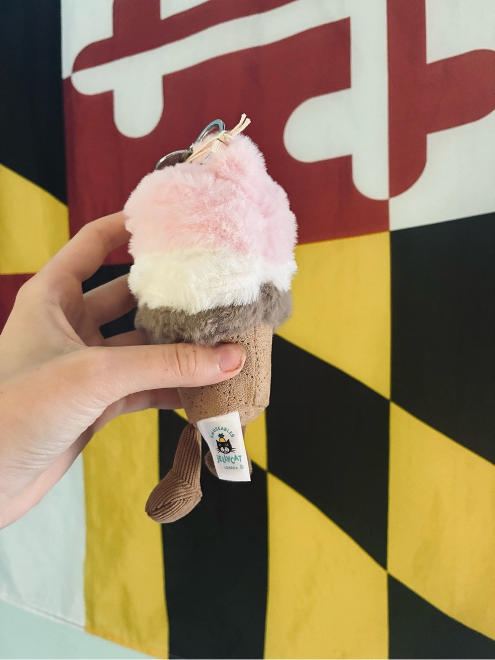 Jellycat Tri-Color Ice Cream Plush - Pink, White & Brown - Picture 2 of 3